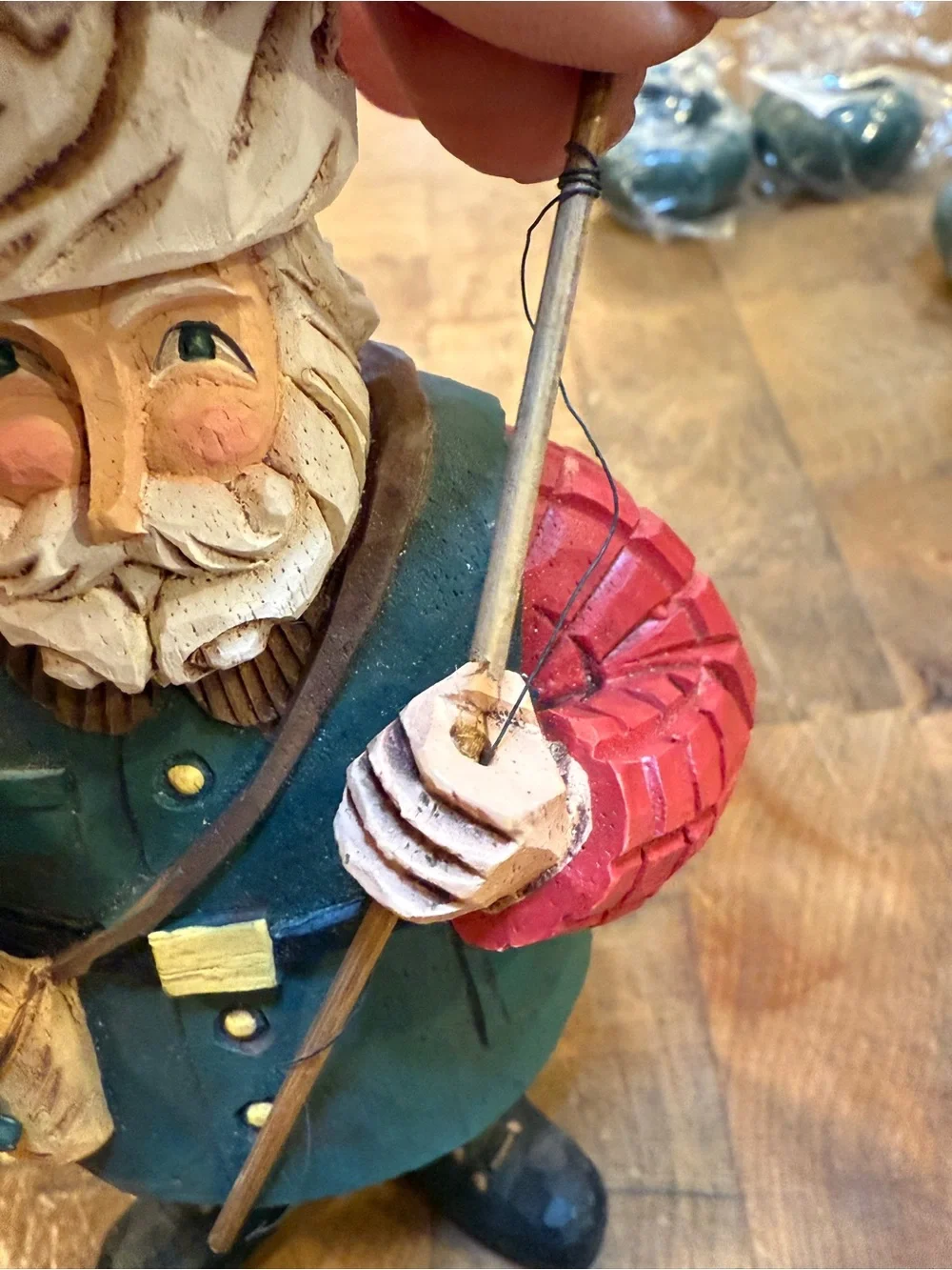 MidWest Holiday Fisherman Santa Figurine - Green & Red Fishing Santa